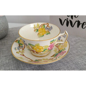 Rare Vintage Hand Painted Hammersley Bone China Chrysanthemum Teacup and‎ Saucer